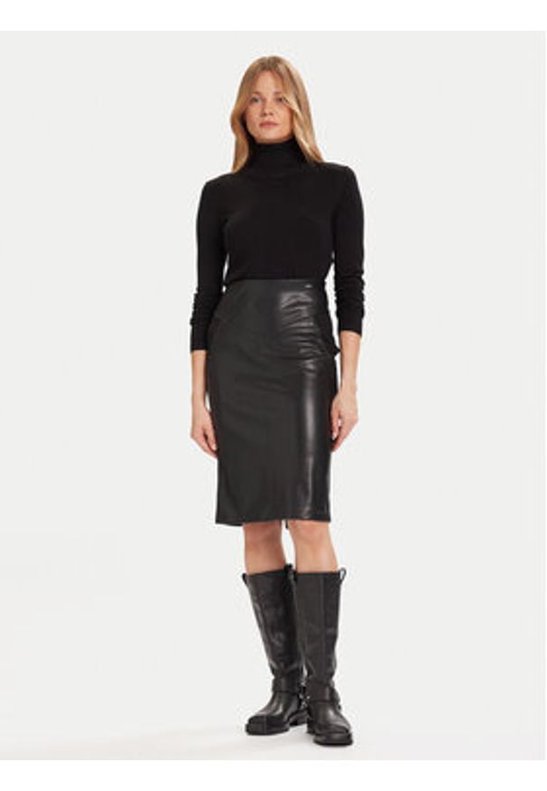 Morgan Spódnica z imitacji skóry 242-JMADO Czarny Slim Fit. Kolor: czarny. Materiał: skóra, wiskoza