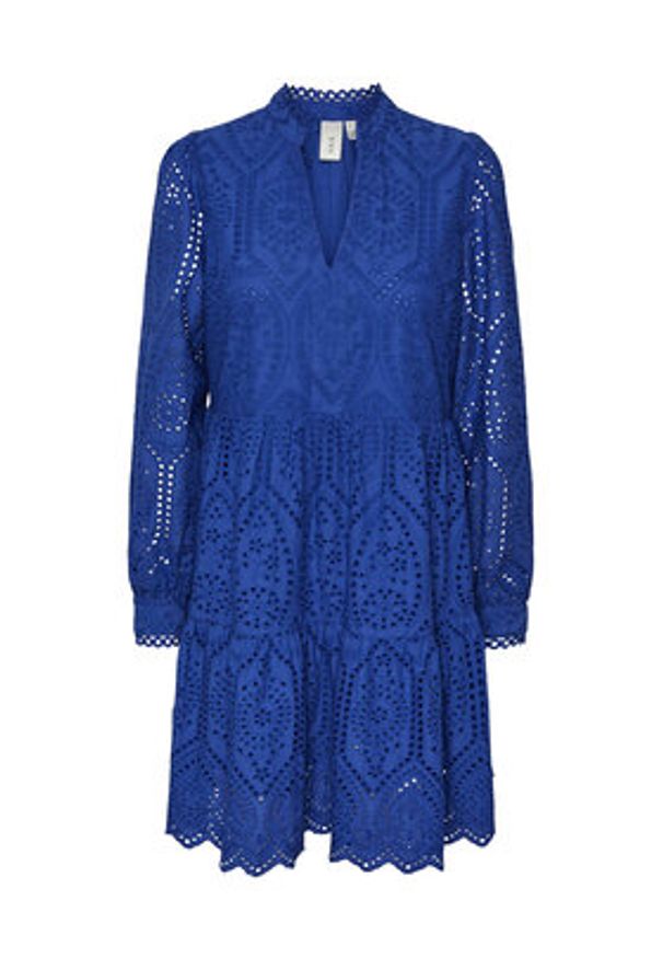 YAS Sukienka codzienna 26027162 Niebieski Regular Fit. Okazja: na co dzień. Kolor: niebieski. Materiał: bawełna. Typ sukienki: proste. Styl: casual
