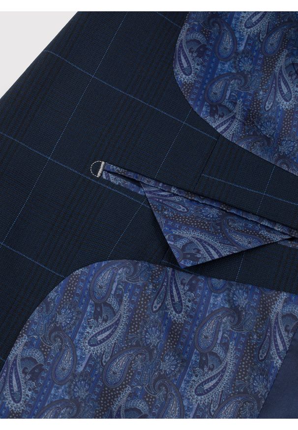 Pako Lorente - PAKO LORENTE – Granatowa marynarka garniturowa P22SF-3G-014-G-S. Kolor: niebieski. Materiał: wiskoza. Wzór: kratka