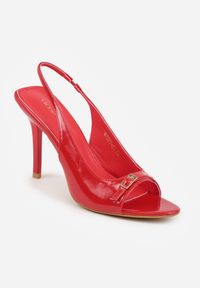 Renee - Czerwone Sandały Lakierowane VICES na Szpilce Slingback z Metaliczną Klamrą Harmonia. Zapięcie: klamry. Kolor: czerwony. Materiał: lakier. Obcas: na szpilce. Styl: glamour, elegancki #7