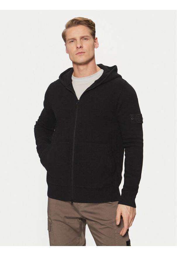 Stone Island Kardigan 8115528FA Czarny Regular Fit. Kolor: czarny. Materiał: wełna