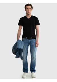 Big-Star - Koszulka męska v-neck z bawełny supima Supiclassicov 906. Kolor: czarny. Materiał: bawełna. Długość: długie. Styl: klasyczny