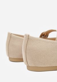 Born2be - Ciemnobeżowe Balerinki w Stylu Mary Jane Urifiel. Okazja: na co dzień. Zapięcie: sprzączka. Kolor: beżowy. Materiał: jeans. Styl: klasyczny, casual, elegancki #2