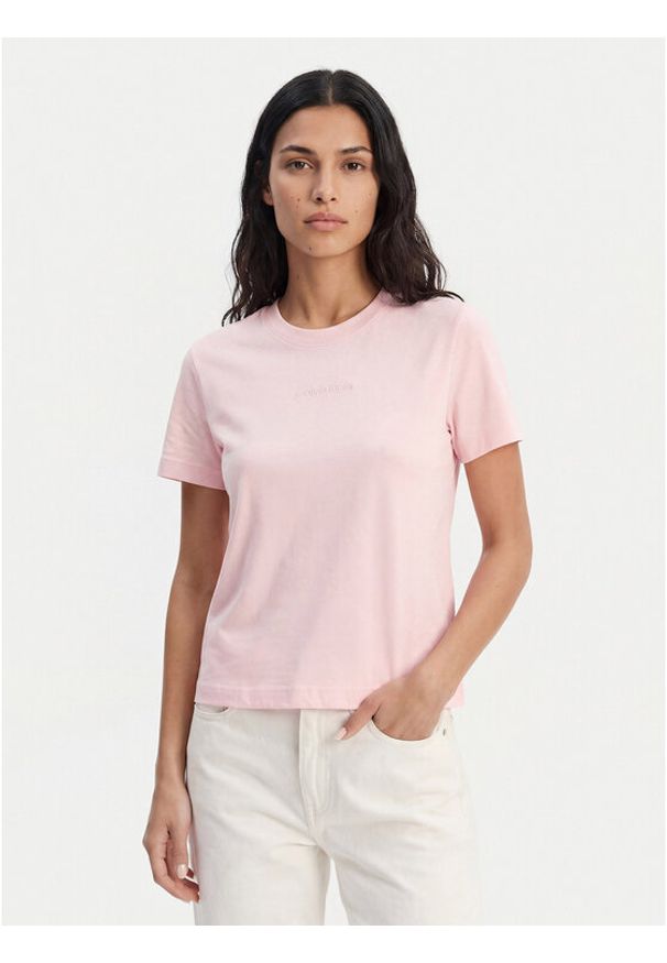 Calvin Klein T-Shirt LV044C905G Różowy Regular Fit. Kolor: różowy. Materiał: bawełna