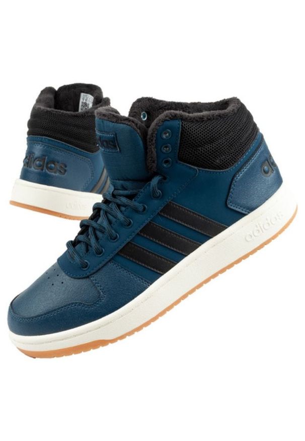 Adidas - Buty adidas Hoops 2.0 M GZ7939 niebieskie. Zapięcie: pasek. Kolor: niebieski. Materiał: guma. Szerokość cholewki: normalna. Wzór: aplikacja, paski