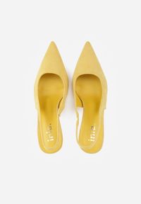 Born2be - Żółte Sandały na Szpilce z Imitacji Zamszu z Noskiem w Szpic Fyrlenne. Okazja: na co dzień, na ślub cywilny, na wesele, do pracy, na spotkanie biznesowe. Kolor: żółty. Materiał: zamsz. Sezon: wiosna, lato. Obcas: na szpilce. Styl: klasyczny, casual, biznesowy, elegancki #5