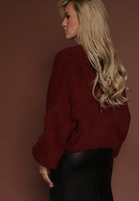 Renee - Bordowy Niezapinany Kardigan z Wełną i Wiskozą z Dołączonym Topem Belvane. Kolor: czerwony. Materiał: wełna, wiskoza. Długość rękawa: na ramiączkach #5