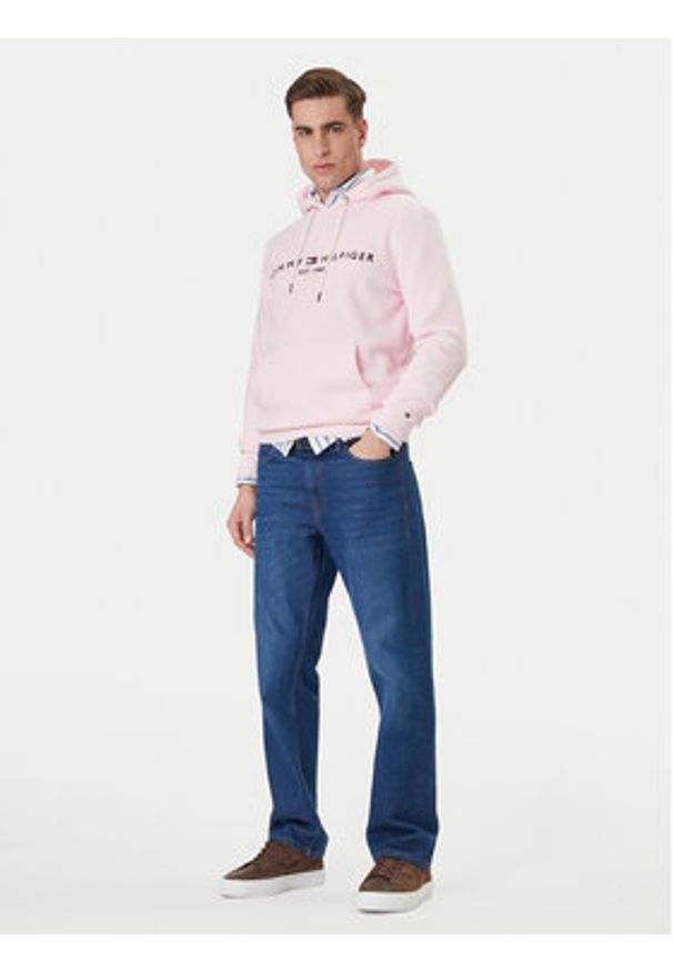 TOMMY HILFIGER - Tommy Hilfiger Bluza Logo MW0MW11599 Różowy Regular Fit. Kolor: różowy. Materiał: syntetyk
