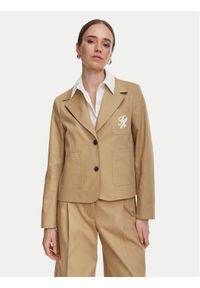 TOMMY HILFIGER - Tommy Hilfiger Marynarka Dressing WW0WW50146 Beżowy Regular Fit. Kolor: beżowy. Materiał: bawełna #1