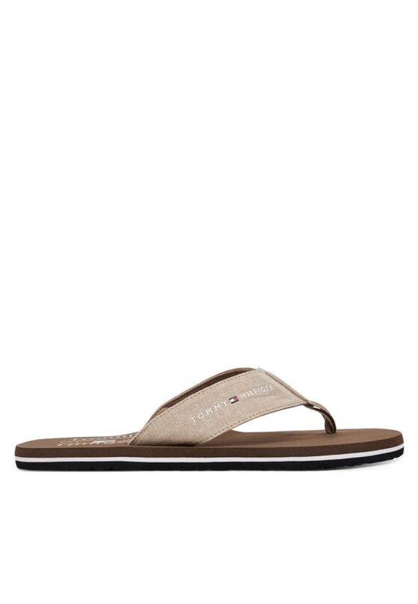 TOMMY HILFIGER - Tommy Hilfiger Japonki Chambray Beach Sandal FM0FM05570 Beżowy. Kolor: beżowy. Materiał: materiał