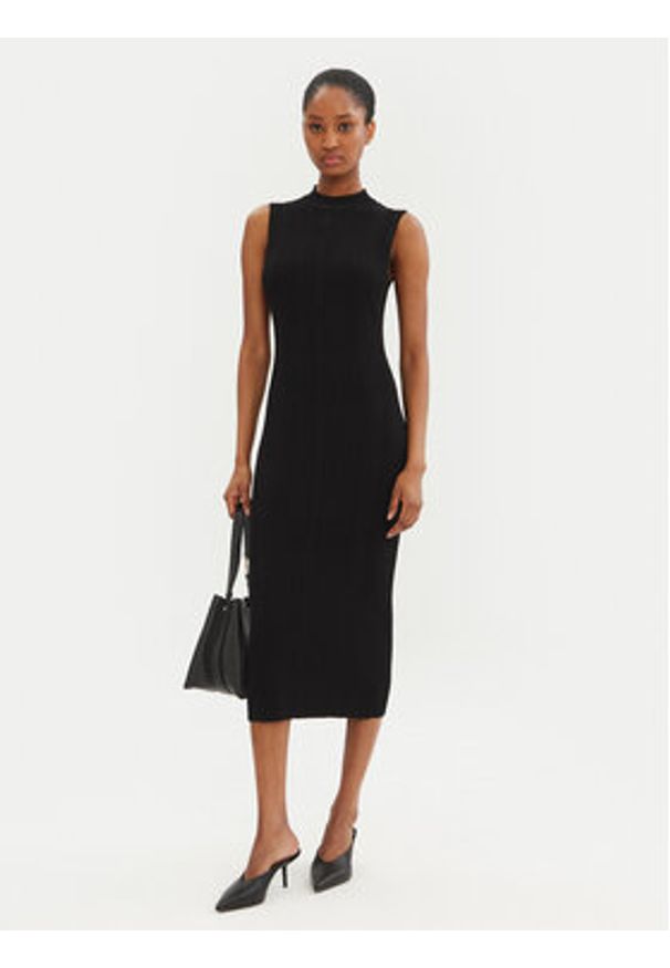 MICHAEL Michael Kors Sukienka dzianinowa MR582UN33D Czarny Slim Fit. Kolor: czarny. Materiał: wiskoza