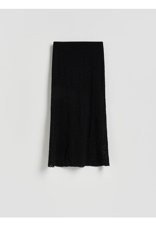 Reserved - Koronkowa spódnica maxi - czarny. Kolor: czarny. Materiał: koronka