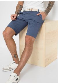 bonprix - Bermudy chino ze stretchem i paskiem, Regular Fit. Kolor: niebieski #3