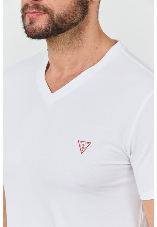 Guess - GUESS Biały męski t-shirt bawełniany Core Tee Str, Rozmiar XXL. Kolor: biały. Materiał: bawełna