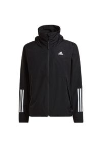 Adidas - BSC 3-Stripes RAIN.RDY Jacket. Kolor: czarny. Materiał: materiał