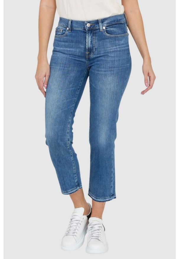 7 FOR ALL MANKIND Jasnoniebieskie jeansy damskie THE STRAIGHT CROP SLIM ILLUSION, Rozmiar 29. Kolor: niebieski