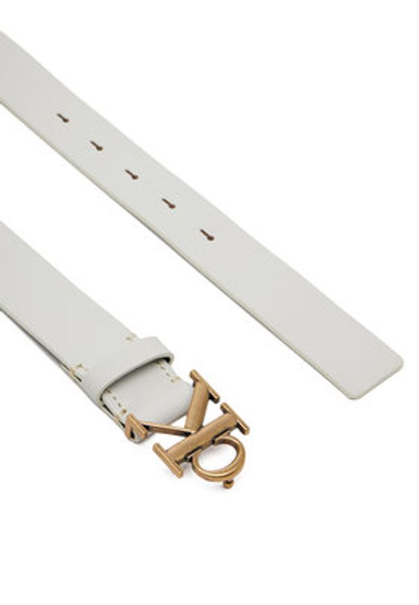 Calvin Klein Jeans Pasek Damski Monogram Placque Buckle 30Mm LV04K7002G Biały. Kolor: biały. Materiał: skóra
