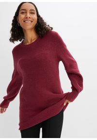 bonprix - Długi sweter z guzikami. Kolor: czerwony. Długość: długie #1