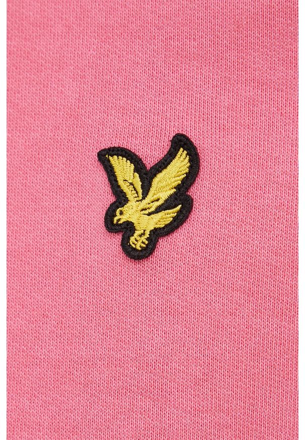 Lyle & Scott bluza męska kolor różowy z kapturem gładka. Typ kołnierza: kaptur. Kolor: różowy. Długość rękawa: raglanowy rękaw. Wzór: gładki