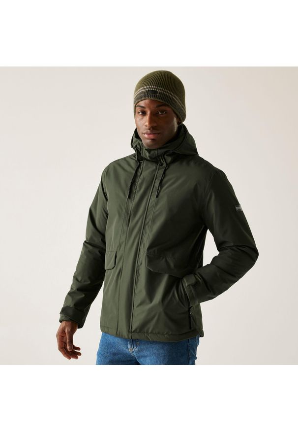 Regatta - Kurtka męska zimowa ocieplana Sterlings. Kolor: zielony. Materiał: tkanina, puch. Sezon: zima. Sport: turystyka piesza