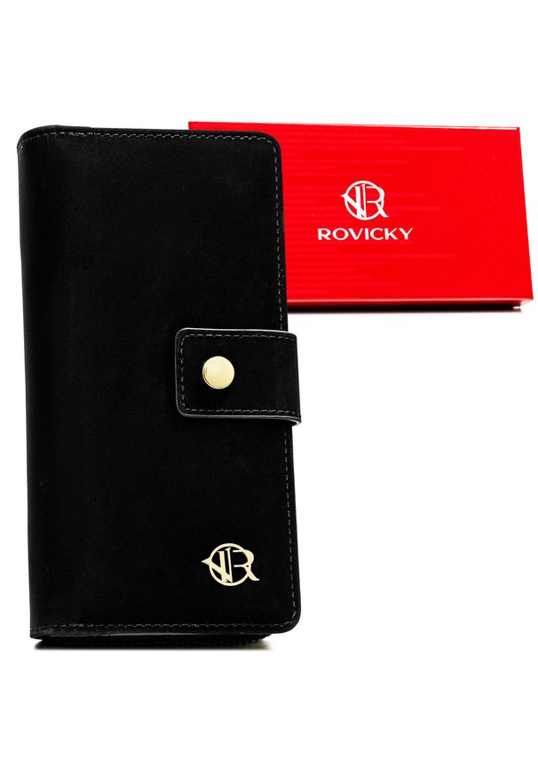 ROVICKY - Portfel damski Rovicky R-POR-01-V36 czarny. Kolor: czarny. Materiał: skóra ekologiczna