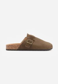 Born2be - Zielone Klapki w Stylu Chodaków na Korkowej Podeszwie z Klamrą Saleilla. Okazja: na co dzień. Kolor: zielony. Materiał: jeans. Sezon: lato. Styl: klasyczny, casual #1