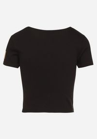 Born2be - Czarny Prążkowany T-shirt Zdobiony Koronką Lizeira. Okazja: na co dzień. Kolor: czarny. Materiał: koronka, prążkowany. Wzór: aplikacja, koronka. Styl: casual #6