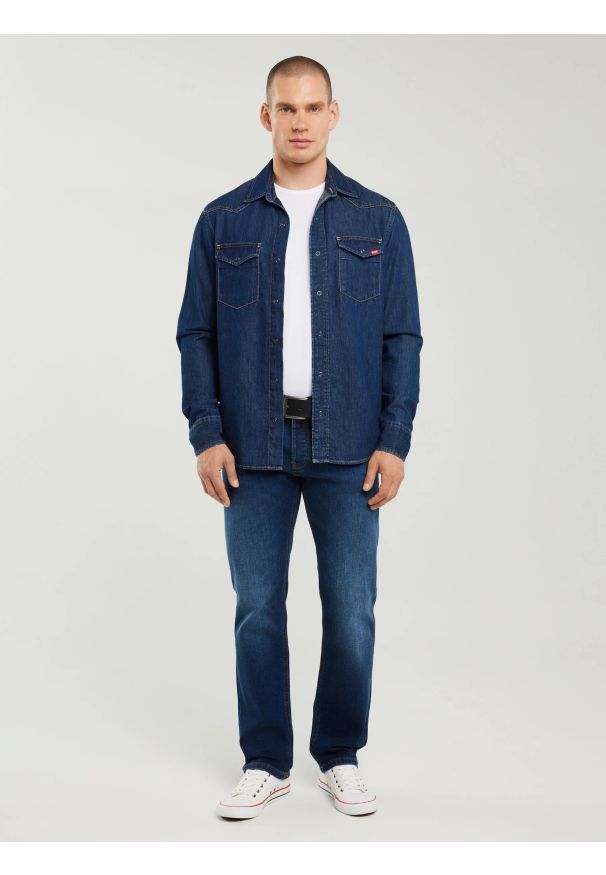 Big-Star - Koszula męska jeansowa granatowa Chuck 761. Kolor: niebieski. Materiał: jeans
