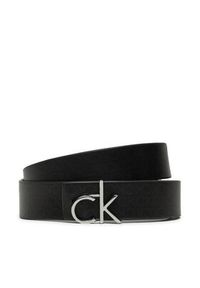 Calvin Klein Pasek Damski Ck Logo Reversible Belt 3.0 K60K613074 Czarny. Kolor: czarny. Materiał: skóra