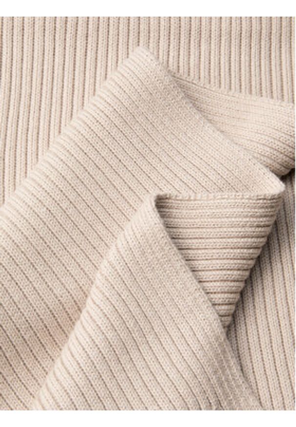 Calvin Klein Szal Patch Chunky Rib Cotton Scarf LV04D8055G Beżowy. Kolor: beżowy. Materiał: materiał, bawełna