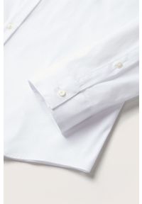 Mango Man koszula Emotion męska kolor biały slim z kołnierzykiem klasycznym. Typ kołnierza: kołnierzyk klasyczny. Kolor: biały. Materiał: tkanina. Wzór: gładki. Styl: klasyczny #2