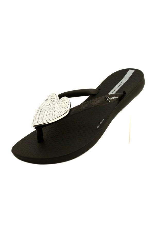 Czarne Klapki MAXI FASHION Kids Ipanema 82598 Czarne srebrny. Okazja: na plażę. Kolor: czarny, wielokolorowy, srebrny. Wzór: aplikacja. Sezon: lato. Styl: sportowy