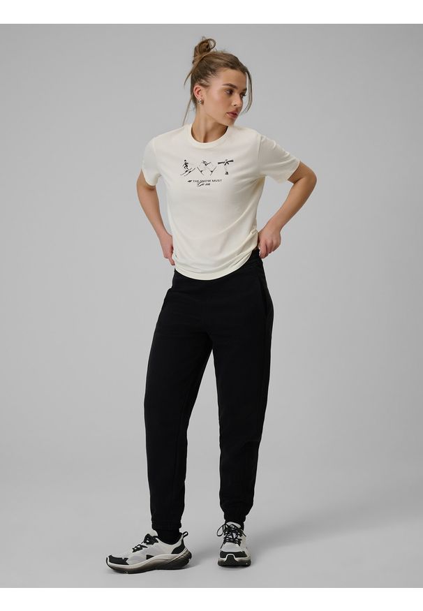 4f - 4F Spodnie dresowe joggery damskie - czarne XL. Kolor: czarny. Materiał: dresówka