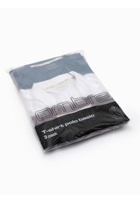 Ombre Clothing - Komplet męskich bawełnianych t-shirtów polo BASIC – biały/bordowy/ciemnoniebieski V4 - Rozmiar: S. Typ kołnierza: polo. Kolor: czerwony. Materiał: bawełna. Wzór: haft. Styl: klasyczny, sportowy #4