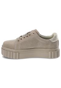 Beżowe Sneakersy Filippo Sportowe Obuwie Damskie. Zapięcie: sznurówki. Kolor: beżowy. Materiał: guma, zamsz #4