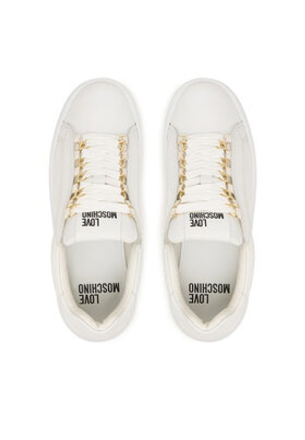 Love Moschino - LOVE MOSCHINO Sneakersy JA15015G1OIA0100 Biały. Kolor: biały. Materiał: skóra