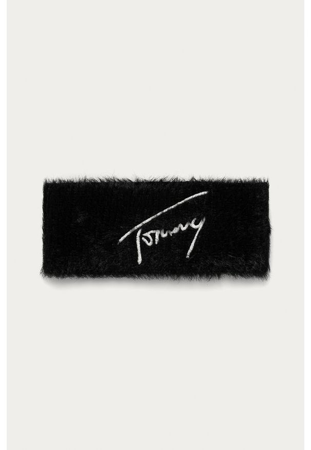 Tommy Jeans - Opaska. Kolor: czarny. Materiał: akryl, dzianina, poliamid, elastan. Wzór: nadruk
