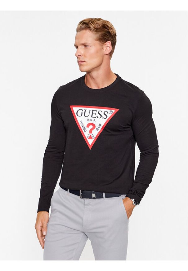 Guess Longsleeve M2YI31 I3Z14 Czarny Regular Fit. Kolor: czarny. Materiał: bawełna. Długość rękawa: długi rękaw