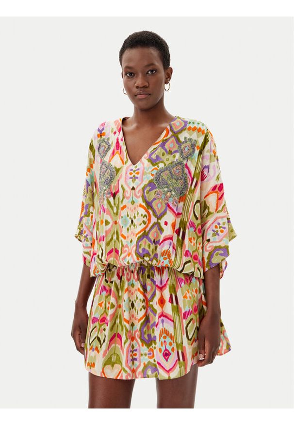 LOLA CASADEMUNT Sukienka letnia LS2516049 Kolorowy Regular Fit. Materiał: wiskoza. Wzór: kolorowy. Sezon: lato