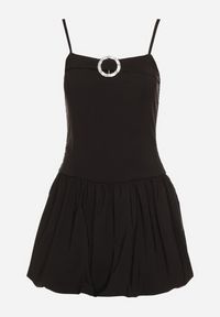 Born2be - Czarna Sukienka Typu Bombka z Cyrkoniową Klamrą z Podszewką Typu Szorty Nessim. Okazja: na imprezę. Kolor: czarny. Długość rękawa: na ramiączkach. Sezon: lato. Typ sukienki: bombki. Styl: elegancki #5