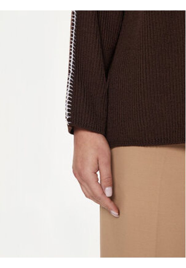 Max Mara Leisure Sweter Fanfara 2426366178600 Brązowy Regular Fit. Kolor: brązowy. Materiał: wełna