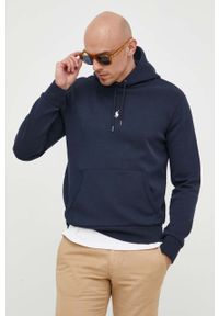 Polo Ralph Lauren bluza męska kolor granatowy z kapturem gładka. Typ kołnierza: kaptur, polo. Kolor: niebieski. Wzór: gładki