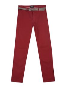 TOP SECRET - Spodnie tkaninowe z paskiem dopasowane. Okazja: na co dzień. Kolor: czerwony. Materiał: tkanina. Sezon: zima. Styl: casual #7