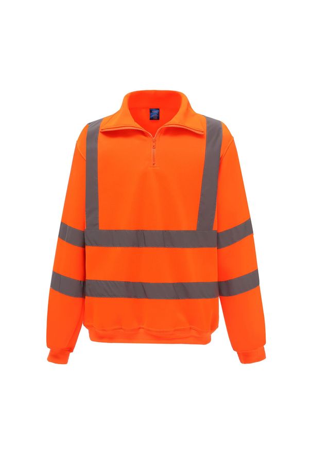 YOKO - Męska Bluza Rozpinana HiVis Quarter Zip. Kolor: żółty, pomarańczowy, wielokolorowy