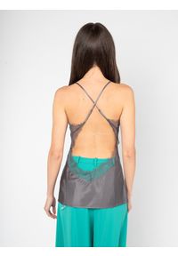 Patrizia Pepe Top | 8C0545/A100 | Kobieta | Szary. Kolor: szary. Materiał: wiskoza. Długość rękawa: na ramiączkach. Wzór: koronka
