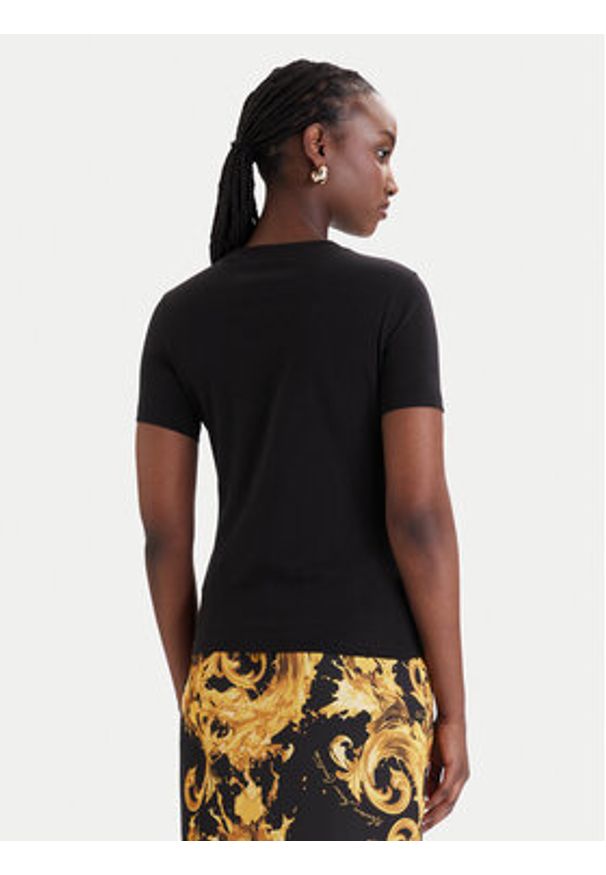 Versace Jeans Couture T-Shirt 80HAHT00 CJ03T Czarny Slim Fit. Kolor: czarny. Materiał: bawełna