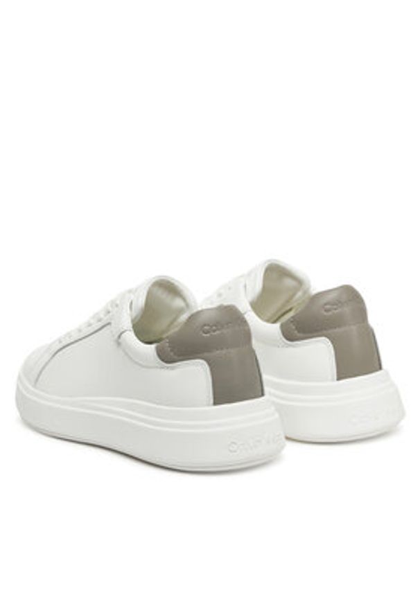 Calvin Klein Sneakersy Low Top Lace Up Lth HM0HM01016 Biały. Kolor: biały. Materiał: skóra