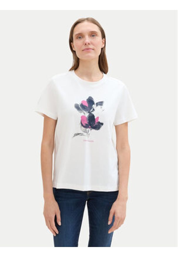 Tom Tailor T-Shirt 1043104 Biały Regular Fit. Kolor: biały. Materiał: bawełna