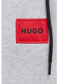 Hugo - HUGO bluza bawełniana męska kolor szary z kapturem melanżowa. Okazja: na co dzień. Typ kołnierza: kaptur. Kolor: szary. Materiał: bawełna. Wzór: melanż. Styl: casual #4