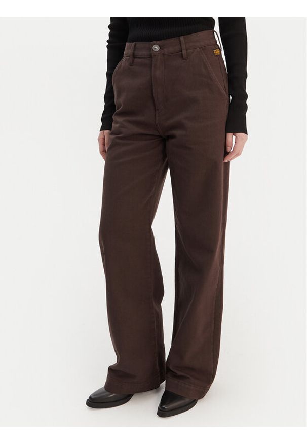G-Star RAW - G-Star Raw Spodnie materiałowe Deck 2.0 D26432-E078 Brązowy Wide Leg. Kolor: brązowy. Materiał: bawełna